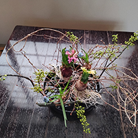 姫水木と球根の花のデザイン　大崎講師作品